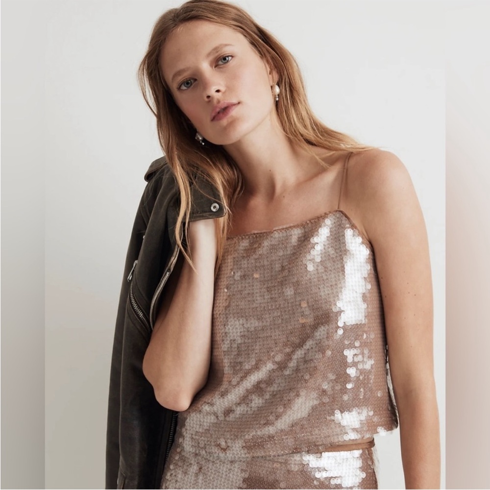 NWT Madewell Sequin Square-Neck Cami, size L NN948